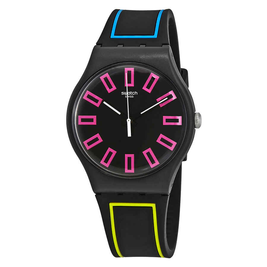 Swatch Around The Strap Black Dial Watch Suob146 In Black / Blue / Pink / Yellow