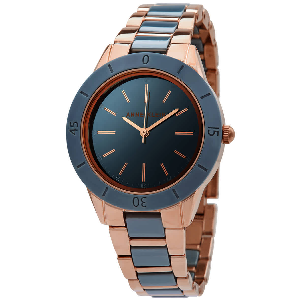 Anne Klein Quartz Blue Dial Ladies Watch Ak/3160blrg In Blue,gold Tone,pink,rose Gold Tone