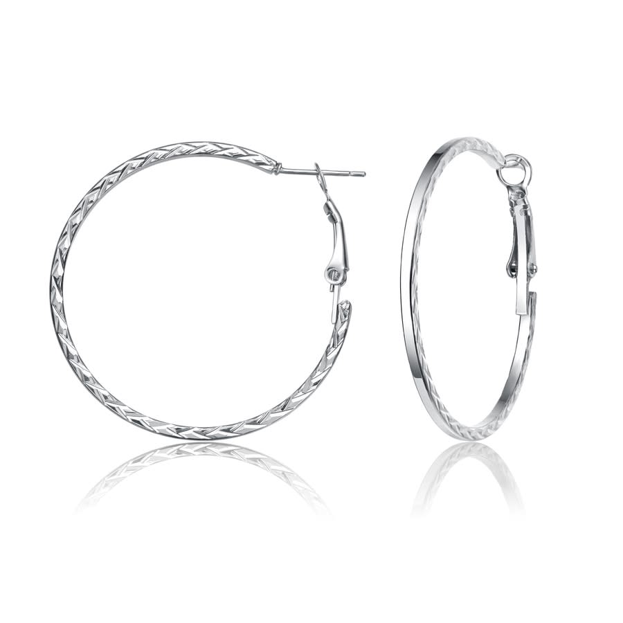 RACHEL GLAUBER RACHEL GLAUBER TEXTURED ROPE ROUND HOOP EARRINGS