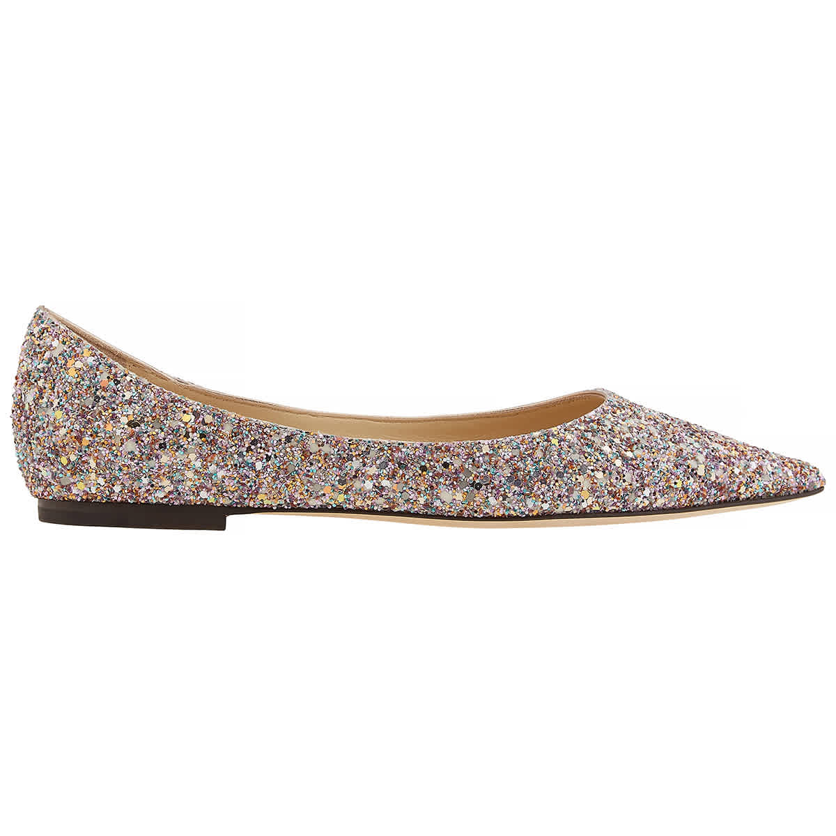 JIMMY CHOO LADIES MOCHI LOVE GLITTER BALLET FLATS, BRAND SIZE 35 ( US SIZE 5 )