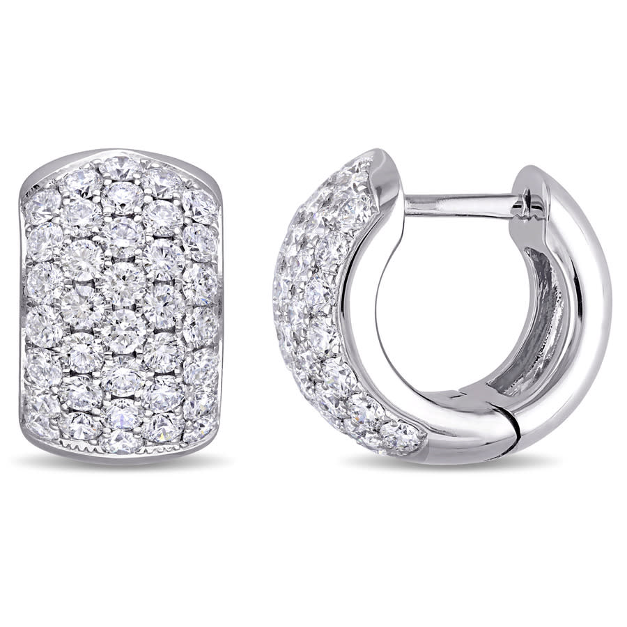 Amour 2 1/8 Ct Tw Diamond Dome Hoop Earrings In 18k White Gold