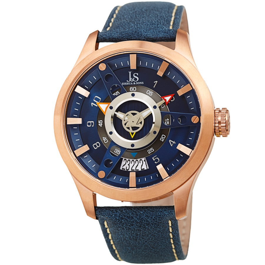 Joshua And Sons Quartz Blue Dial Ladies Watch Jx150rgbu In Blue / Gold Tone / Rose / Rose Gold Tone