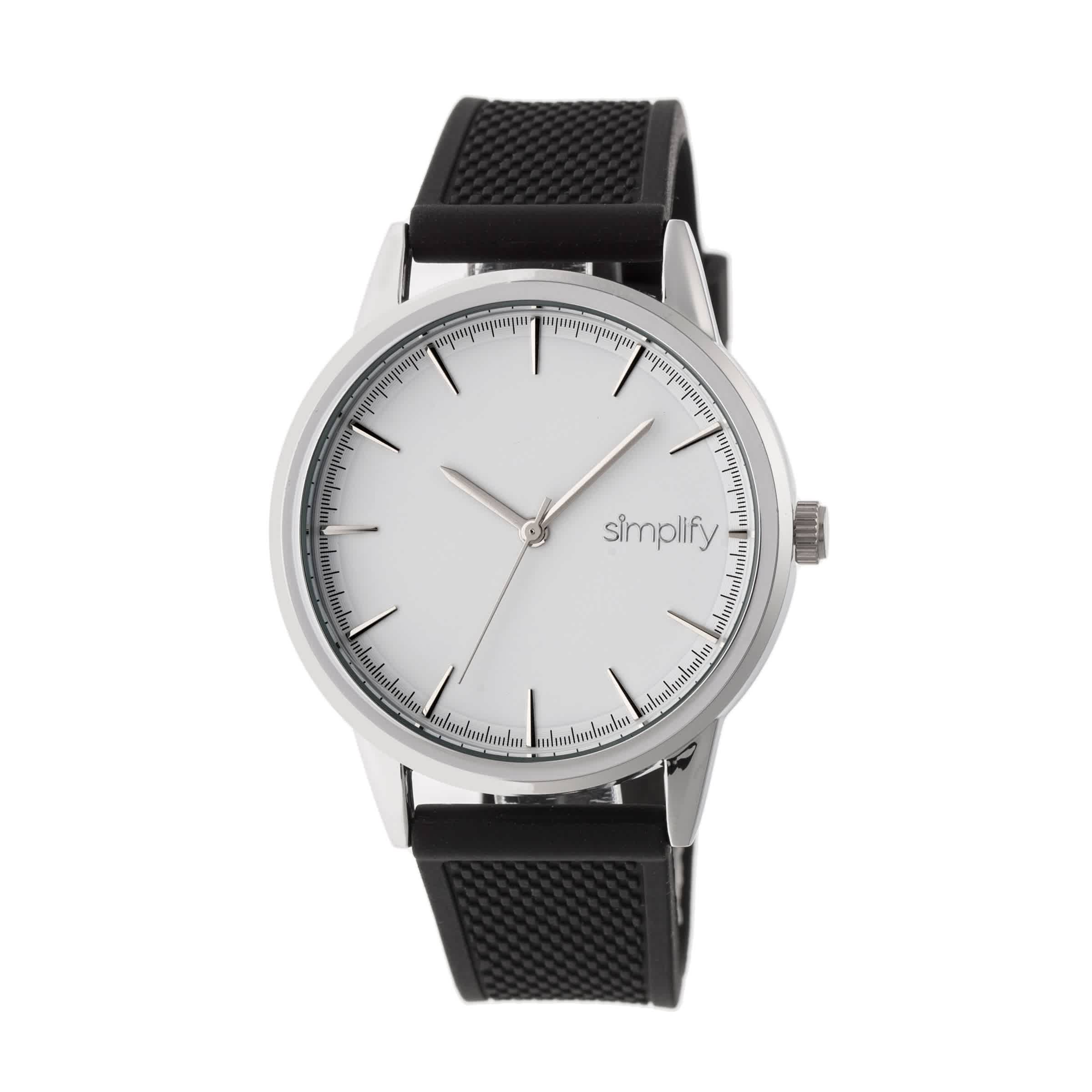 Simplify The 5200 White Dial Black Silicone Watch Sim5201 In Black / White