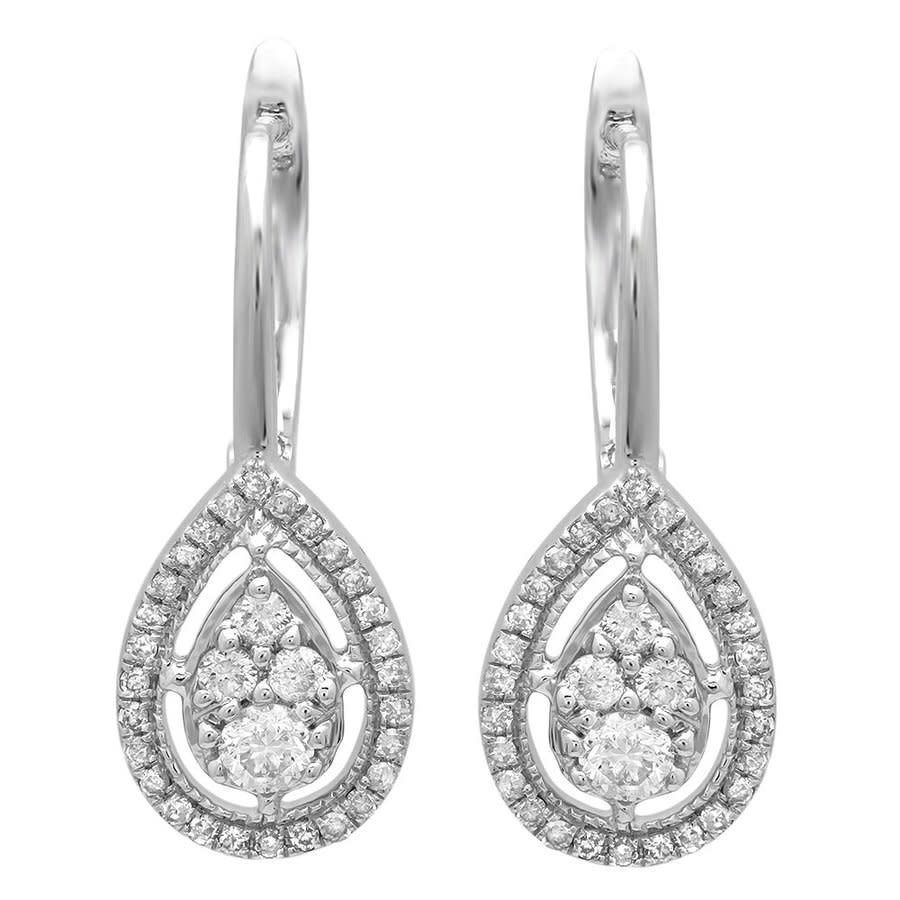 Dazzling Rock Dazzlingrock Collection 0.55 Carat (ctw) 14k Round White Diamond Ladies Pear-shaped Drop Earrings 1/ In Gold Tone,silver Tone,white