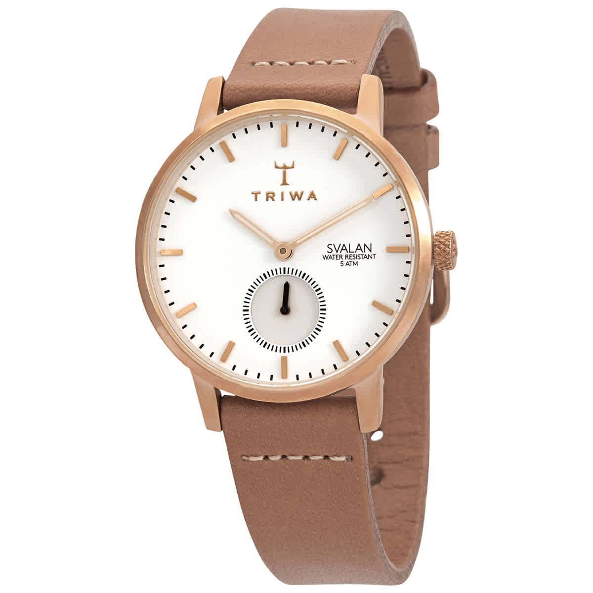 Triwa Rose Svalan Quartz White Dial Watch Svst104ss010614 In Brown / Gold Tone / Rose / Rose Gold Tone / White