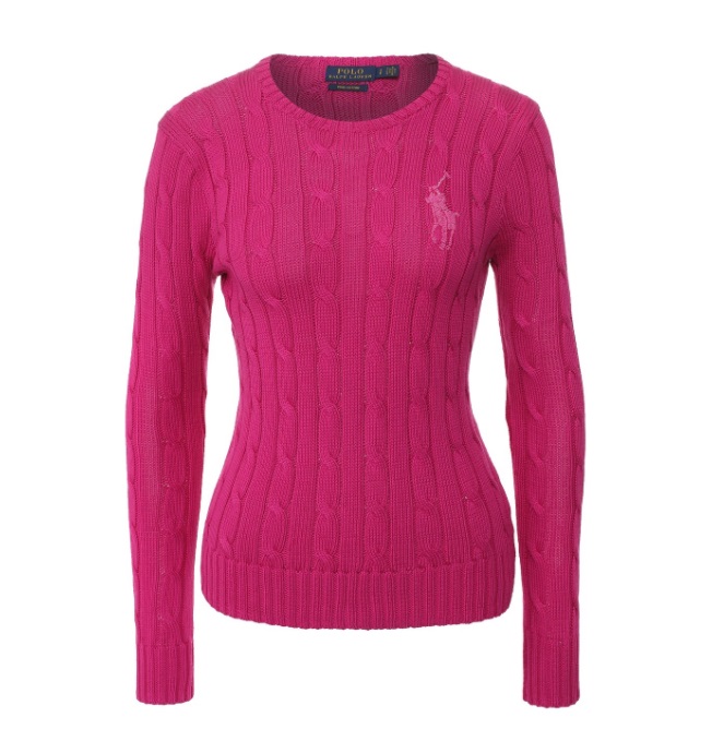 POLO RALPH LAUREN BEADED PONY CABLE-KNIT LONG-SLEEVE COTTON SWEATER