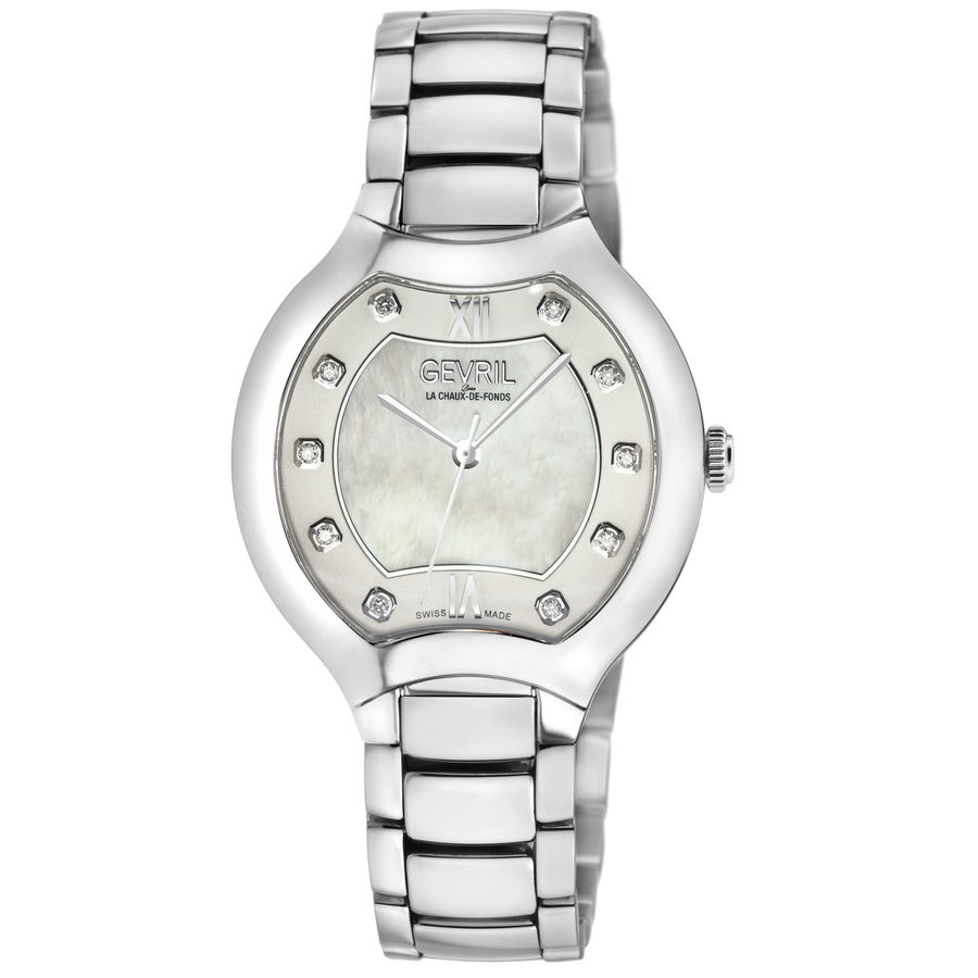 Shop Gevril Lugano Mother Of Pearl Dial Ladies Watch 11041b In Mop / Mother Of Pearl