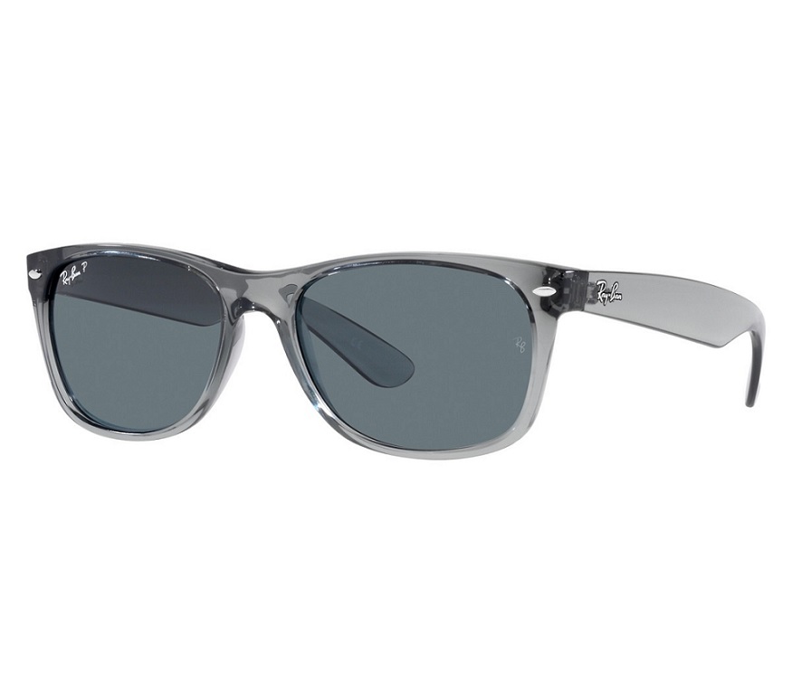 Ray Ban Unisex New Wayfarer Classic 55 Polarized Low Bridge Fit Sunglasses, Rb2132f55-p In Blue / Dark