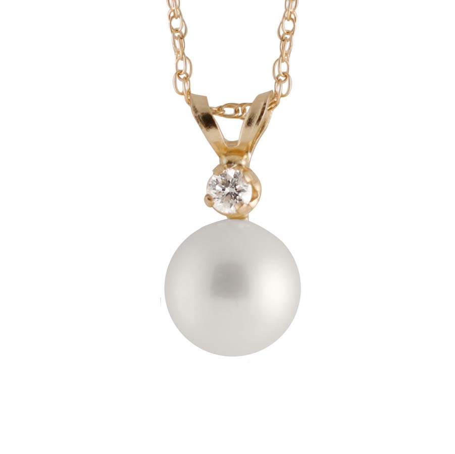 Bella Pearl 14k Gold Sliding Chinese Akoya Pearl Diamond Pendant In Gold Tone