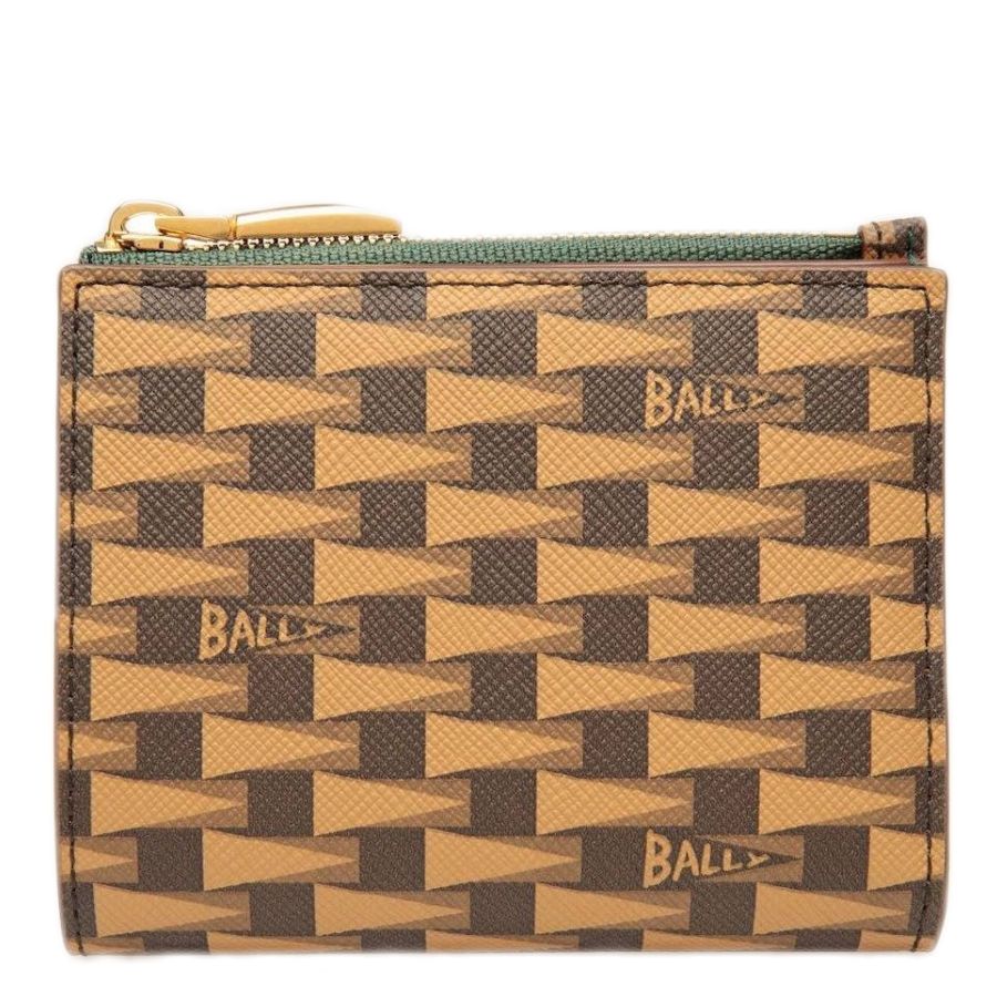 Bally Monogram Pennant Biifold Zip-around Wallet In Brown