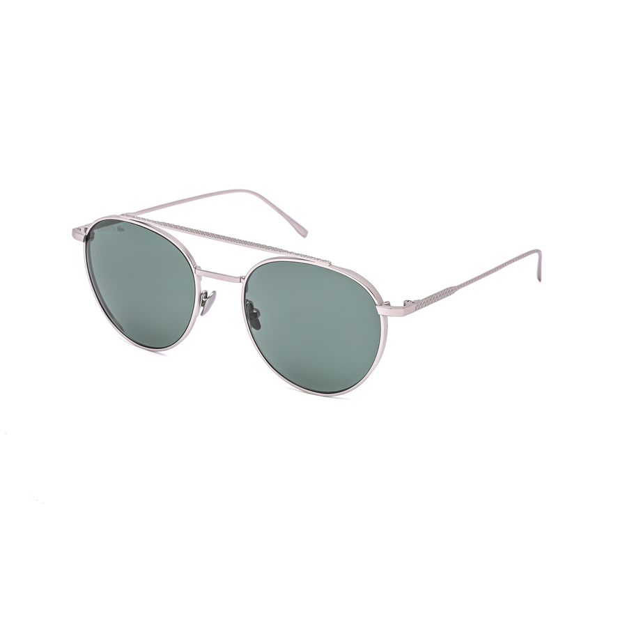 Lacoste Unisex Silver Tone Round Sunglasses L216s 45 52 In Green,silver Tone