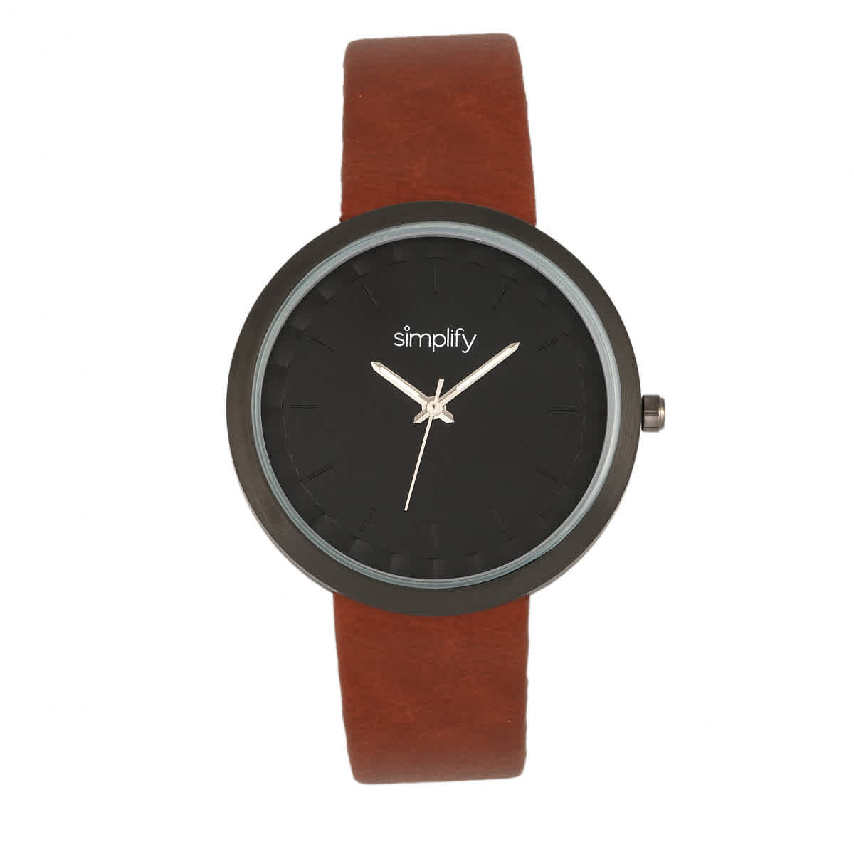 Simplify The 6000 Black Dial Light Brown Leatherette Watch Sim6005 In Black / Brown