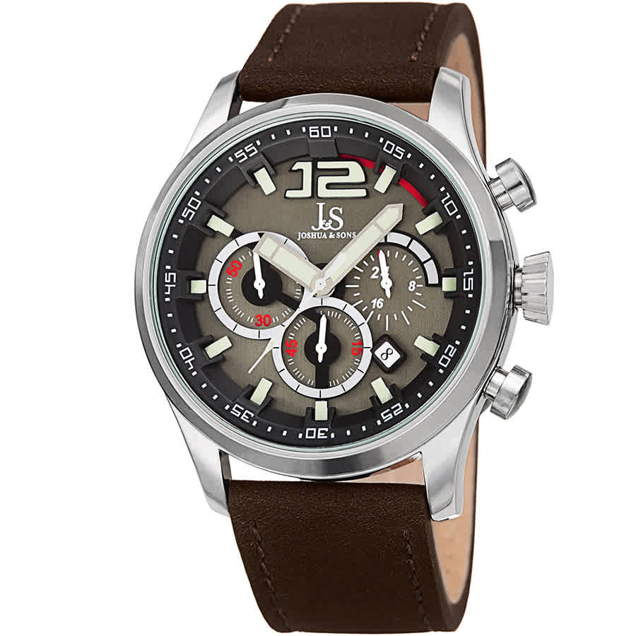 Joshua And Sons Joshua & Sons Chronograph Gunmetal Dial Mens Watch Jx137br In Brown,gunmetal,silver Tone