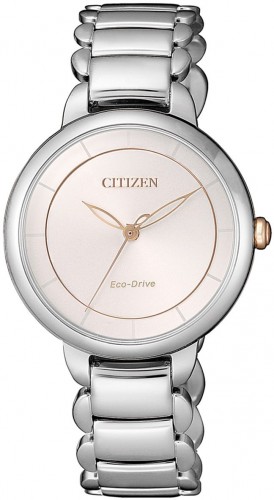 Citizen Ladies Pink Dial Eco-drive Silver-tone Watch Em0676-85x In Gold Tone / Pink / Silver / Skeleton