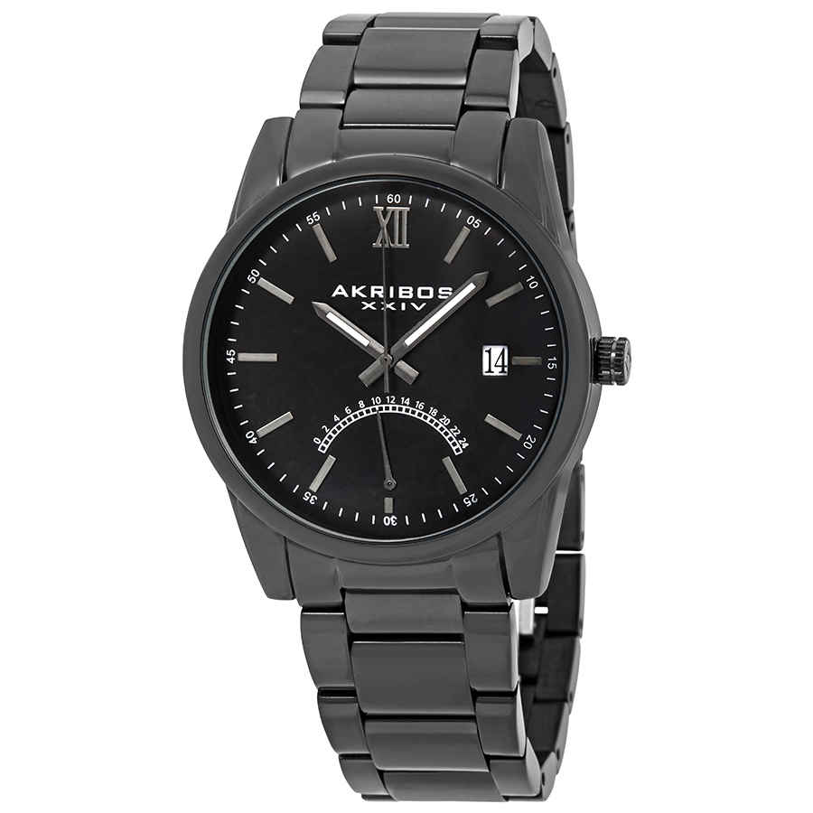 Akribos Xxiv Black Dial Black Ion-plated Mens Watch Ak962bk