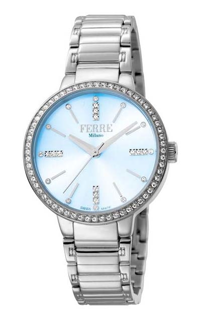 Shop Ferre Milano Ladies Watch Fm1l084m0051 In Blue / Mother Of Pearl / Silver