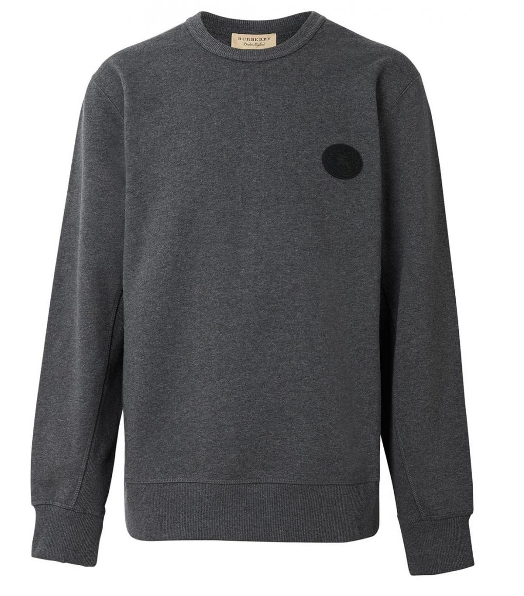 Burberry Jayford Embroidered Crest Cotton Sweatshirt In Grey