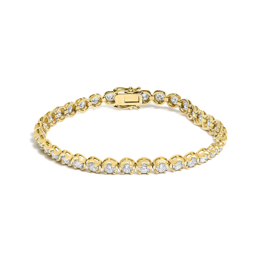 Haus of Brilliance 14K Yellow Gold 5.0 Cttw Diamond Scalloped Link Tennis Bracelet