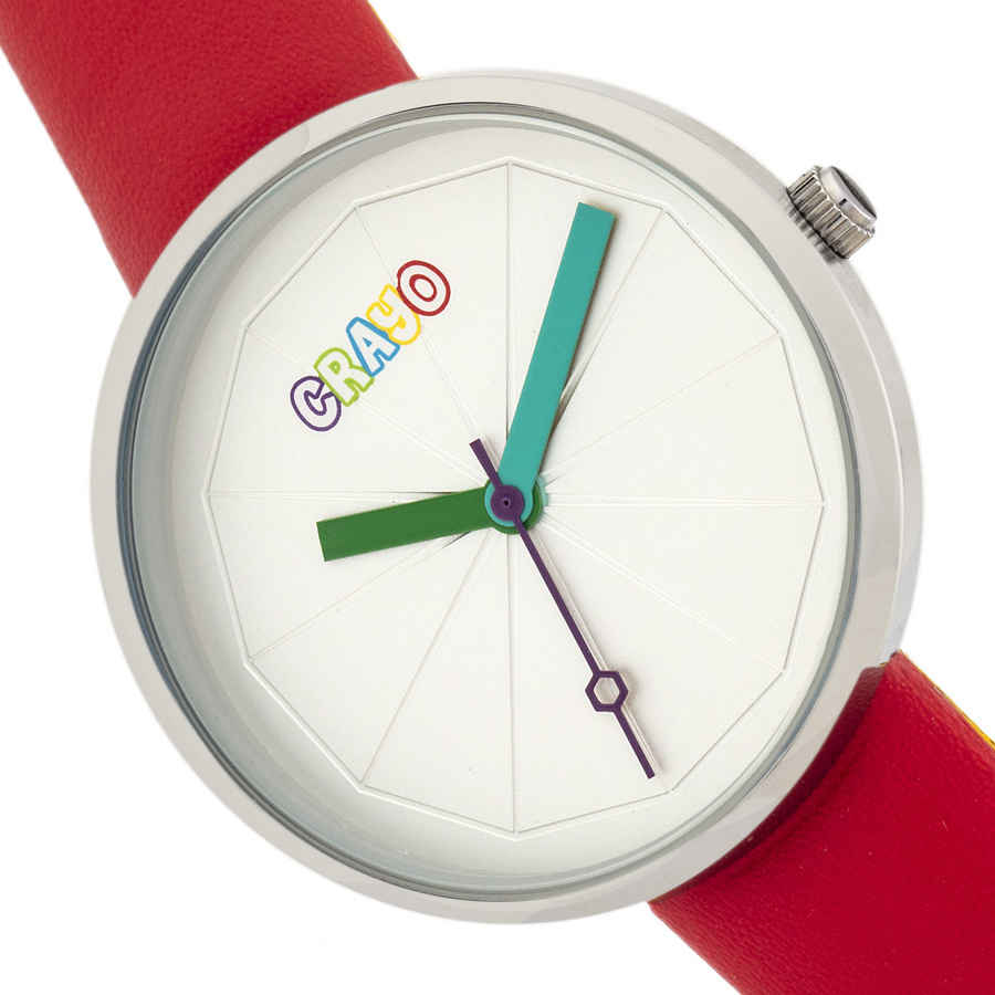 Shop Crayo Metric Quartz Silver Dial Unisex Watch Cracr5802 In Red   / Green / Silver / Turquoise