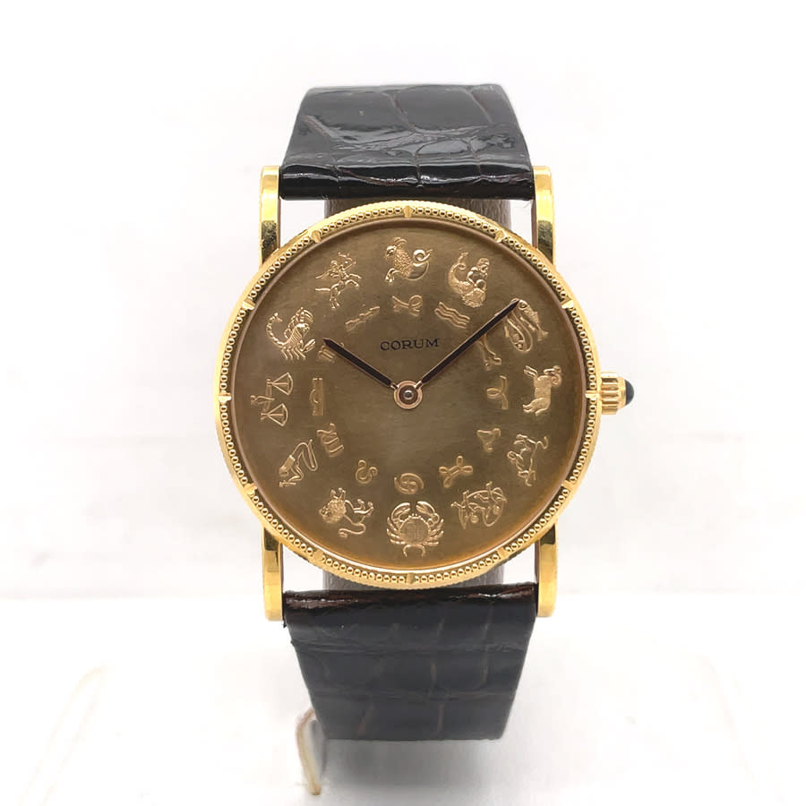 Pre-owned Corum Astrological Zodic Hand Wind Unisex Watch 57245.56 In Black / Gold / Gold Tone / Yellow