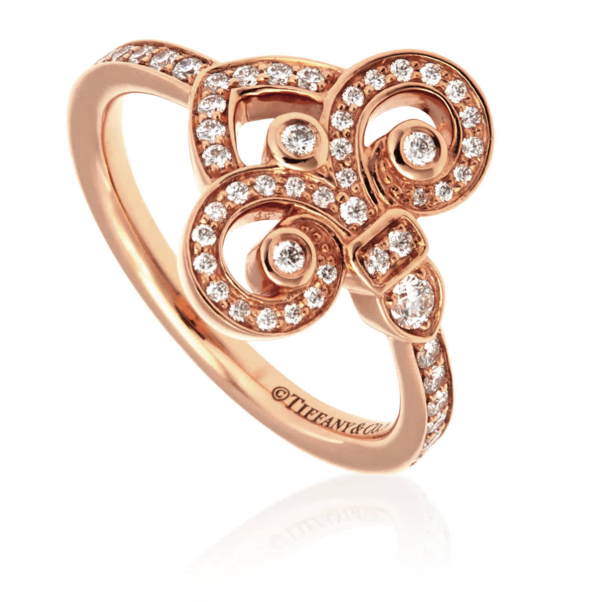 Tiffany & Co Fleur De Lis 18kt Rose Gold Ring- Size 5 In Gold Tone,pink,rose Gold Tone