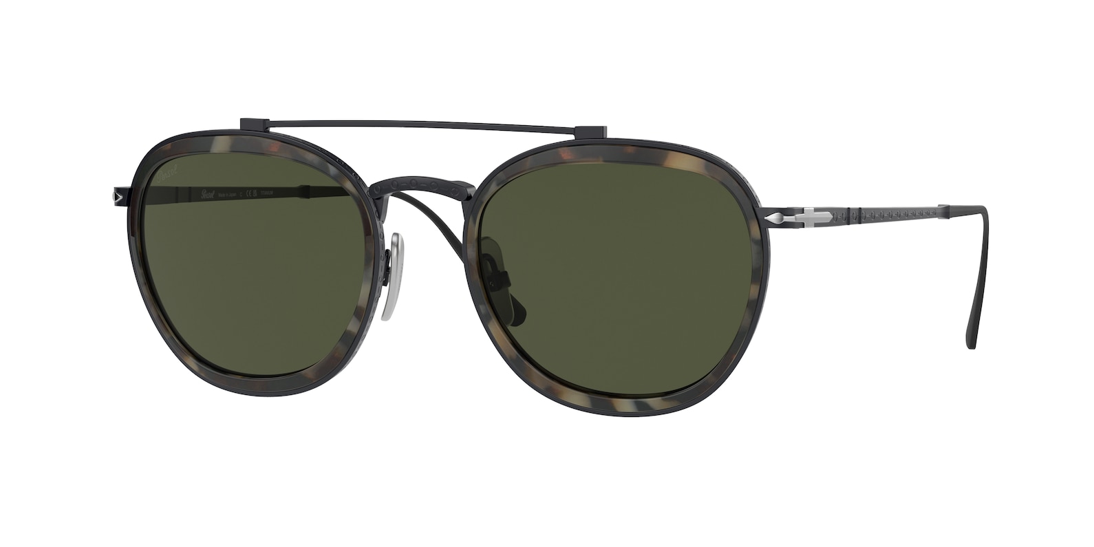 PERSOL GREEN ROUND TITANIUM UNISEX SUNGLASSES PO5008ST 801531 51