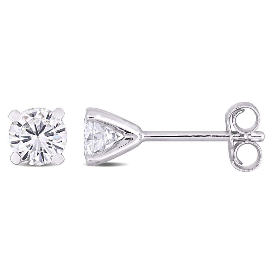 Amour Sterling Silver 1 Ct Tgw Created White Moissanite Stud Earrings In White