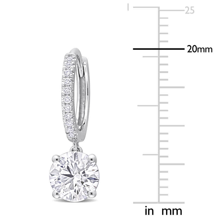 Shop Created Forever 2 1/10 Ct Tw Lab Created Diamond Huggie Charm Earrings In 14k White Gold