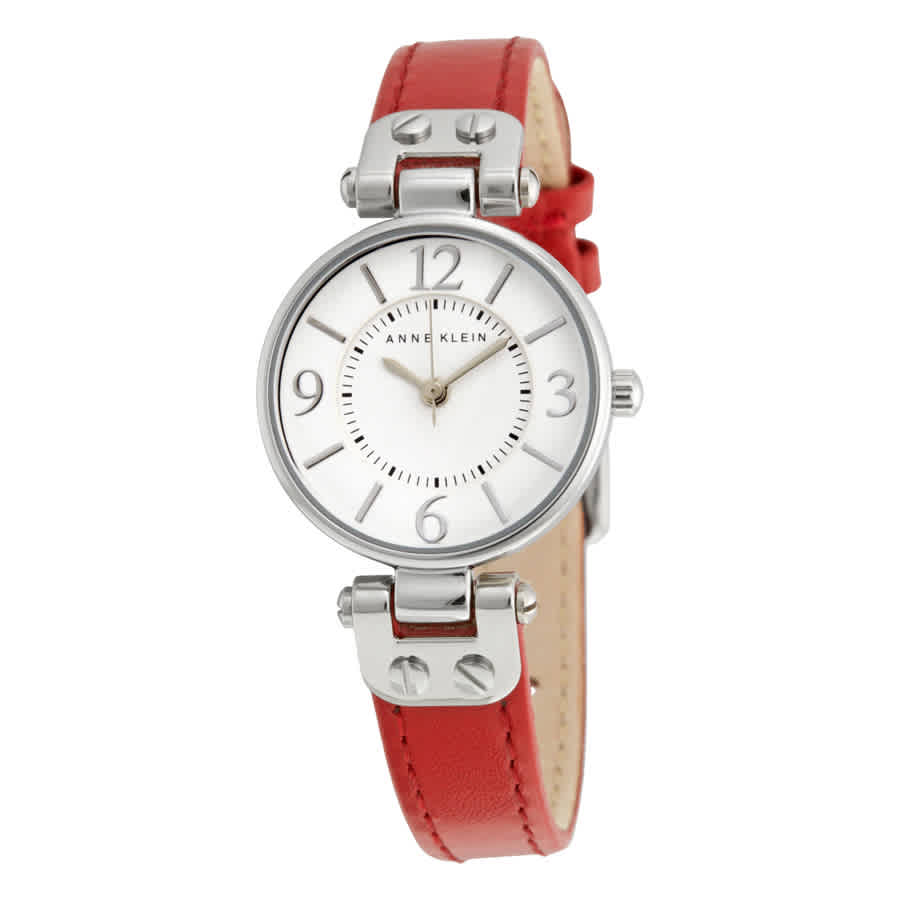 Anne Klein White Dial Ladies Watch 10-9443wtrd In Red,silver Tone,white