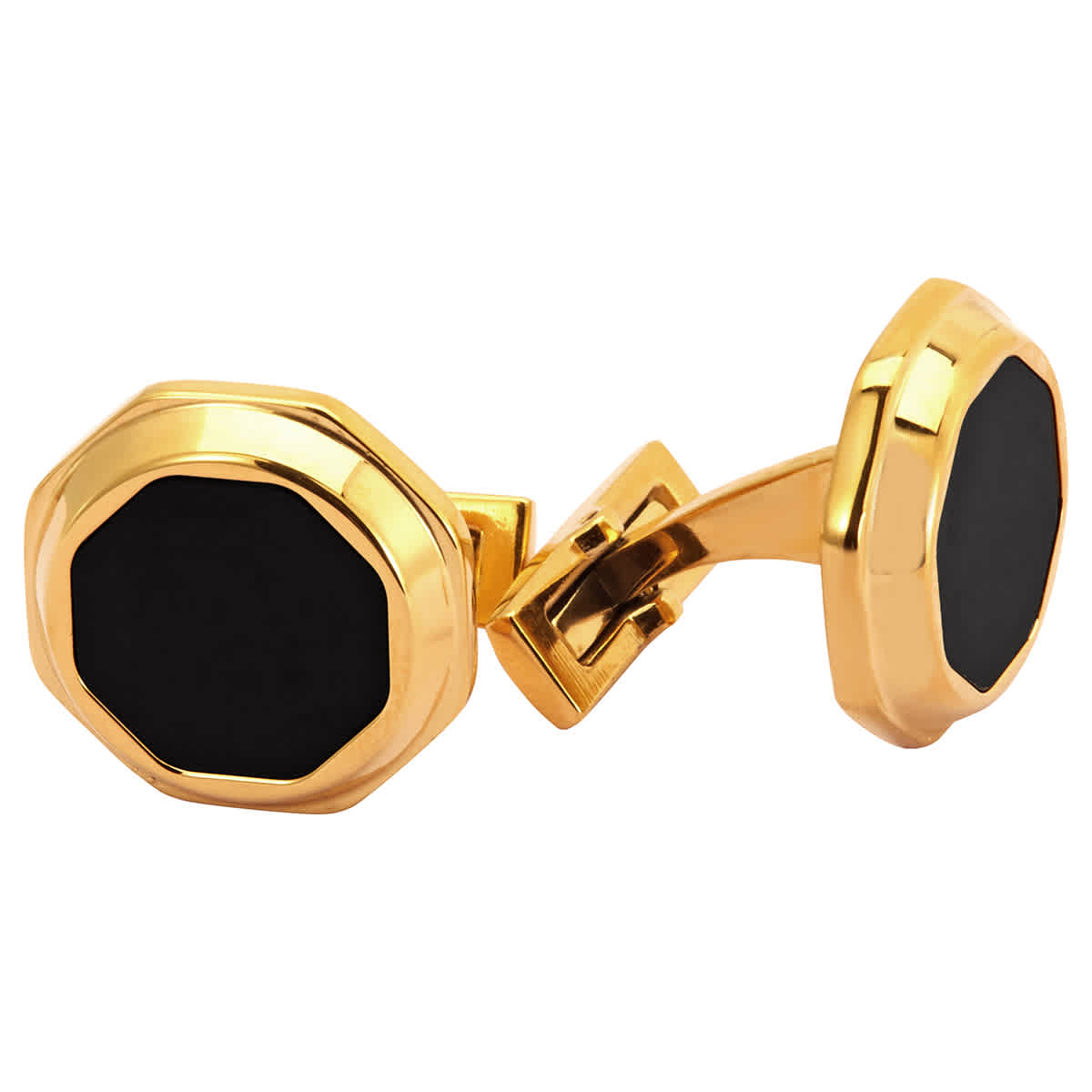 Picasso And Co 18kt Yellow Gold Plated Cufflinks In Black,gold Tone,yellow