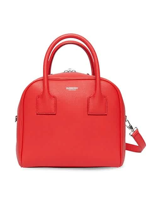 BURBERRY SMALL CUBE LEATHER BOWLING BAG IN RED