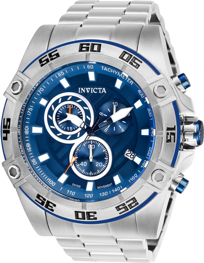 Invicta Aviator Chronograph Blue Dial Mens Watch 26746 In Blue,silver Tone