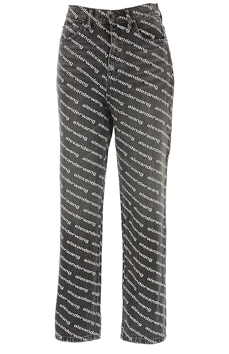 Alexander Wang T Ladies Grey Bluff Logo-print High-waist Jeans