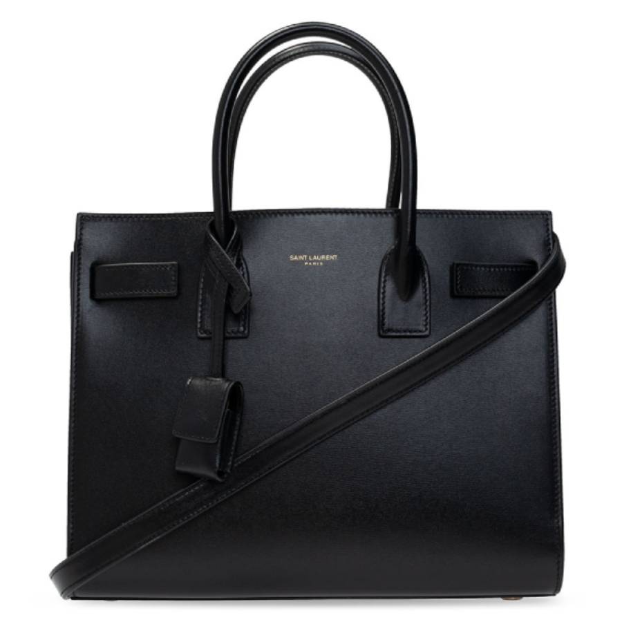 SAINT LAURENT SAINT LAURENT BLACK SMOOTH LEATHER BABY SAC DE JOUR TOTE