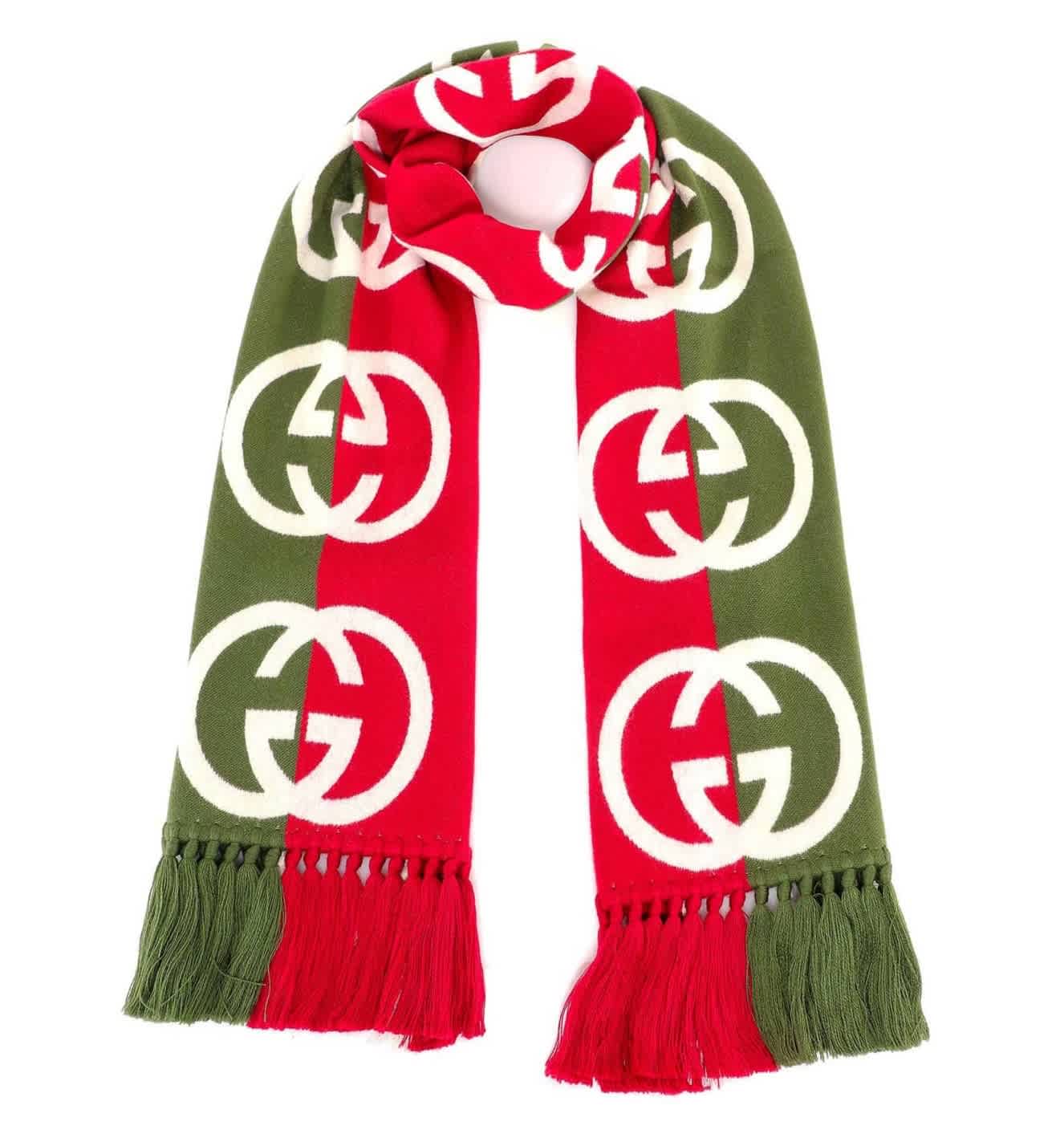 Gucci Mens Interlocking Gg Logo Multicolor Two-toned Scarf In Two Tone