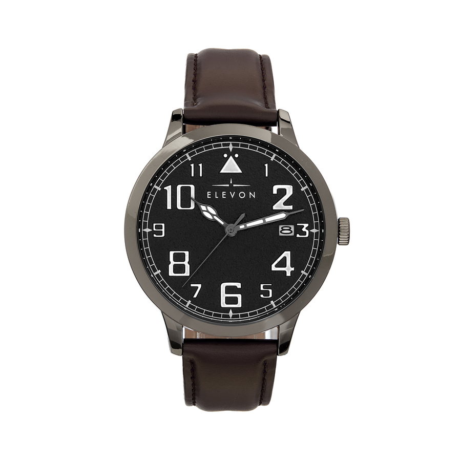 Elevon Sabre Quartz Black Dial Mens Watch Ele121-5 In Black,brown,gunmetal