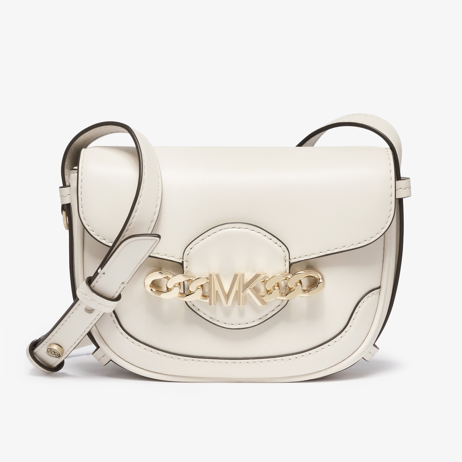 Michael Kors Hally Signature Saddle Crossbody Bag In Light Cream