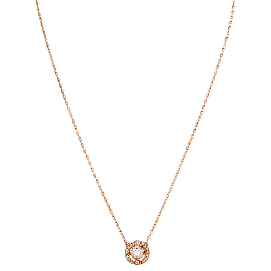 Swarovski Sparkling Dance Round Necklace In Rose Gold In Gold