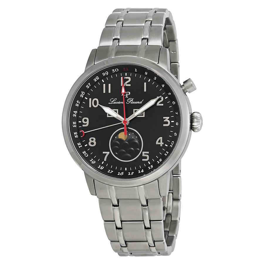 Lucien Piccard Complete Calendar Black Dial Mens Watch 40016-11 In Black,silver Tone