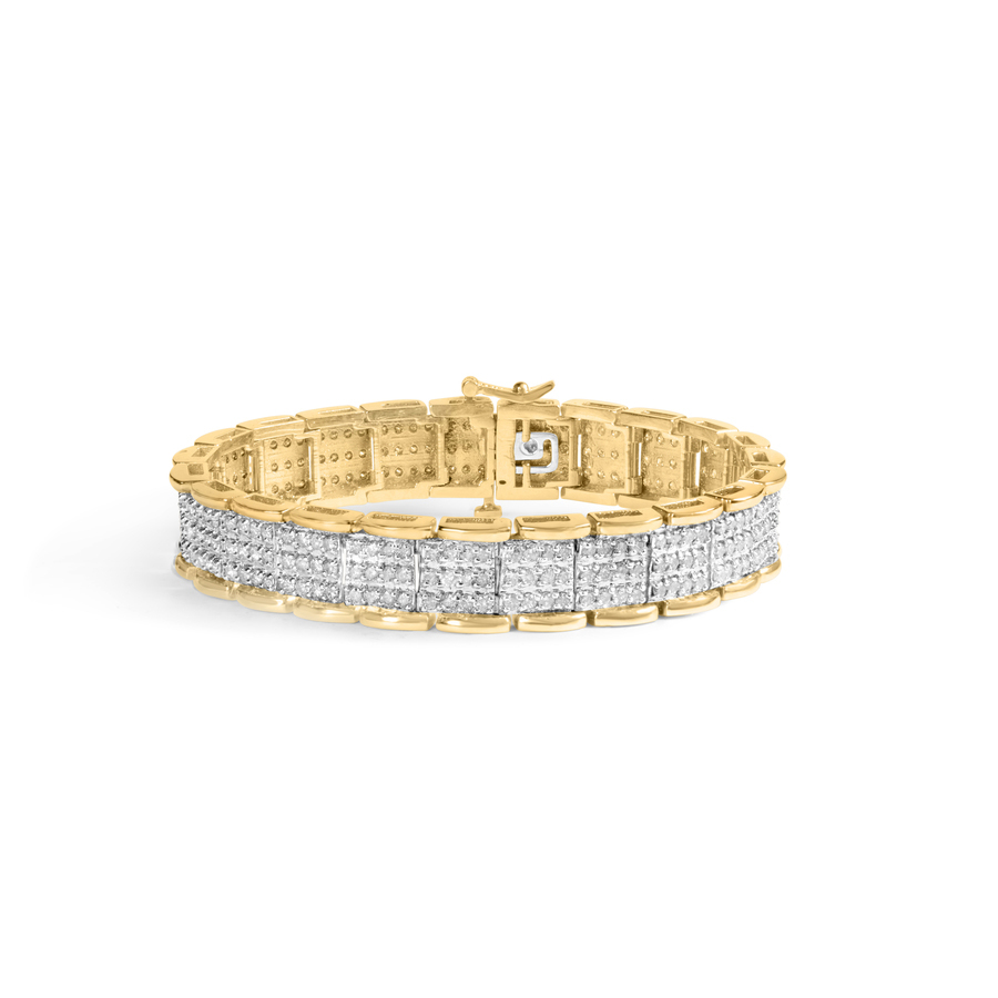 Haus of Brilliance 10K Yellow Gold 5.00 Cttw Round-Cut Diamond Link 7'' Bracelet (J-K Color, I1-I2 Clarity)