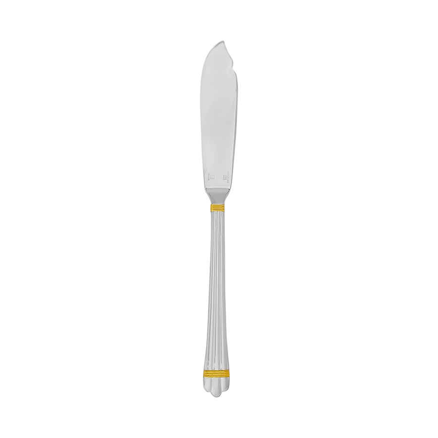 Christofle Silver Plated Aria Gold Fish Knife 1022-020 In Gold / Silver