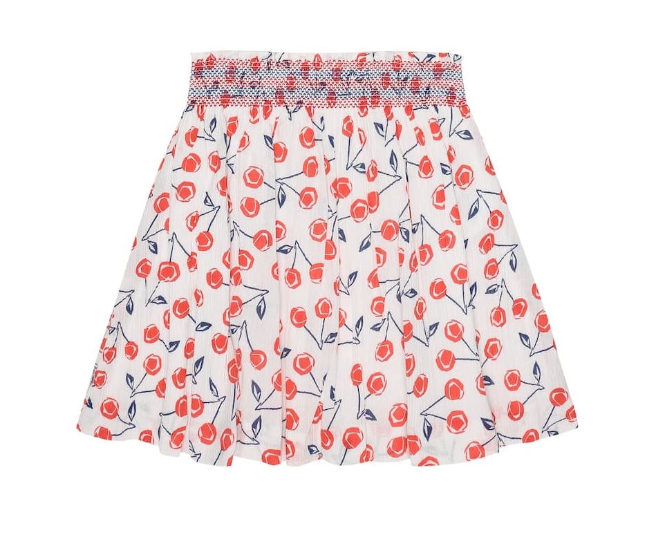 Bonpoint Girls Cherry Print Noumea Cotton Skirt In Multicolor