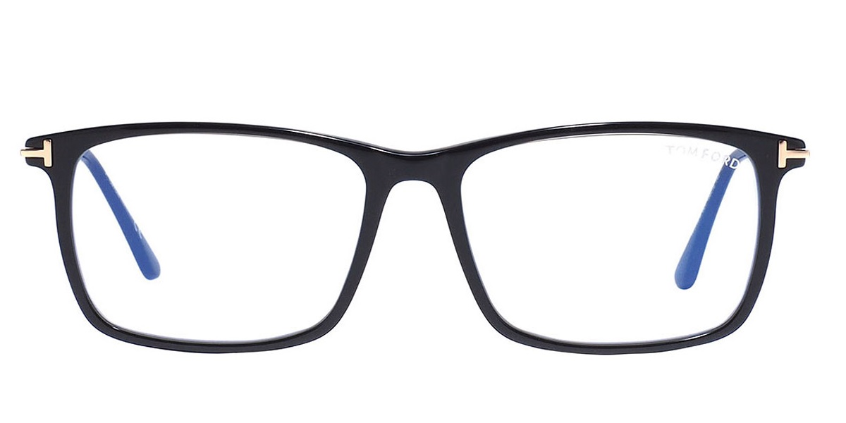 Tom Ford Blue Light Block Square Mens Eyeglasses Ft5758-b 001 54 In Black / Blue / Rose