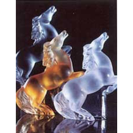 LALIQUE FIGURE REARING KAZAK HORSE GREY CRYSTAL 12066