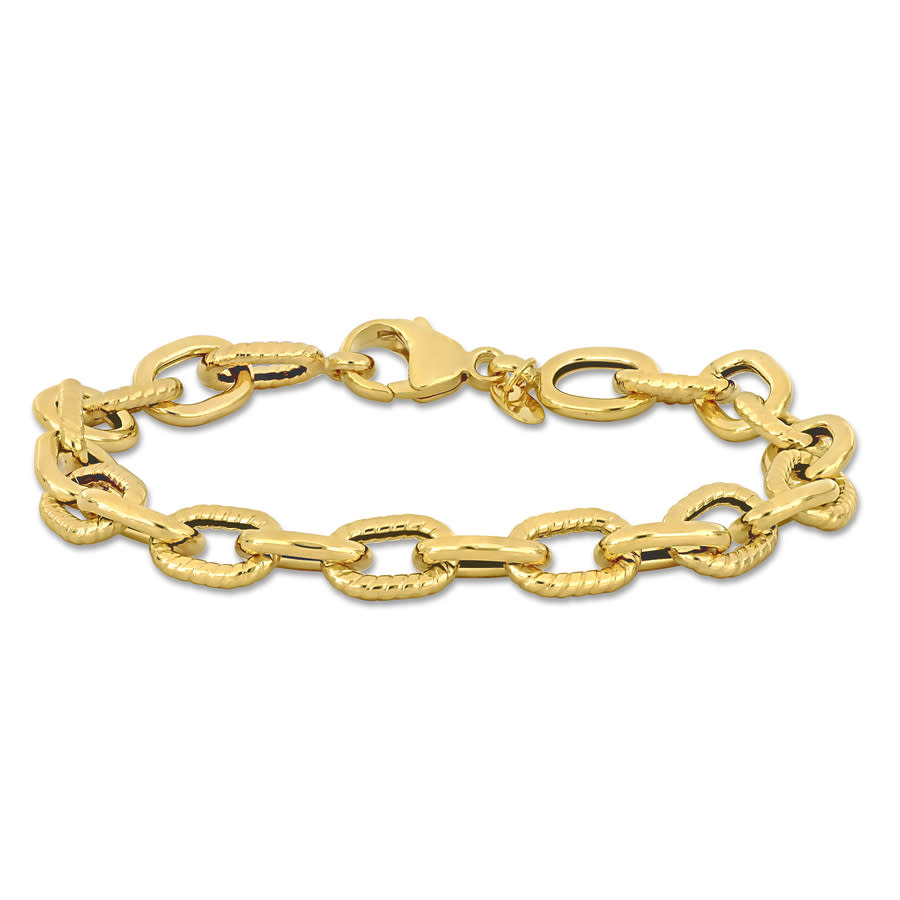 Amour 8.2mm Textured Oval Link Bracelet In 14k Yellow Gold - 8 In.