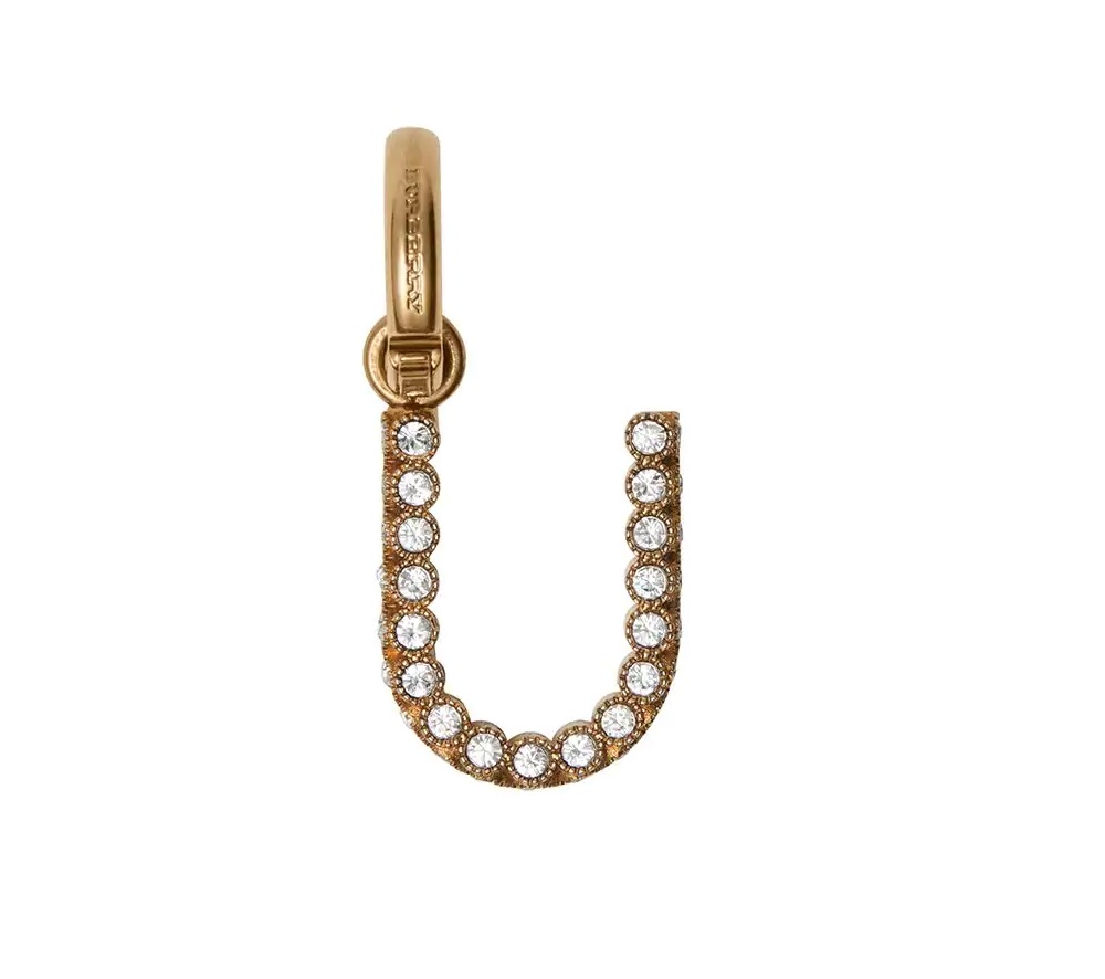 Burberry Crystal U Alphabet Charm In Brass / Crystal