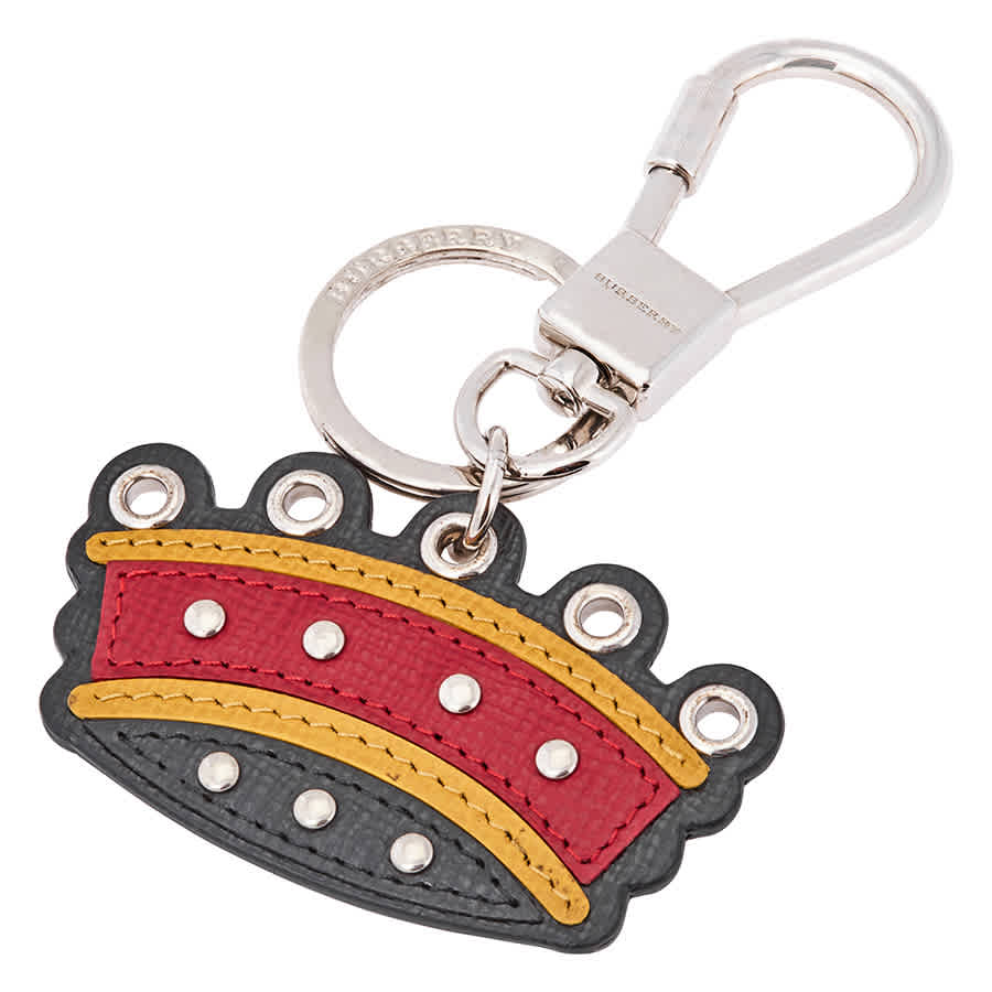 Burberry Crown Key Ring In Leather In N,a