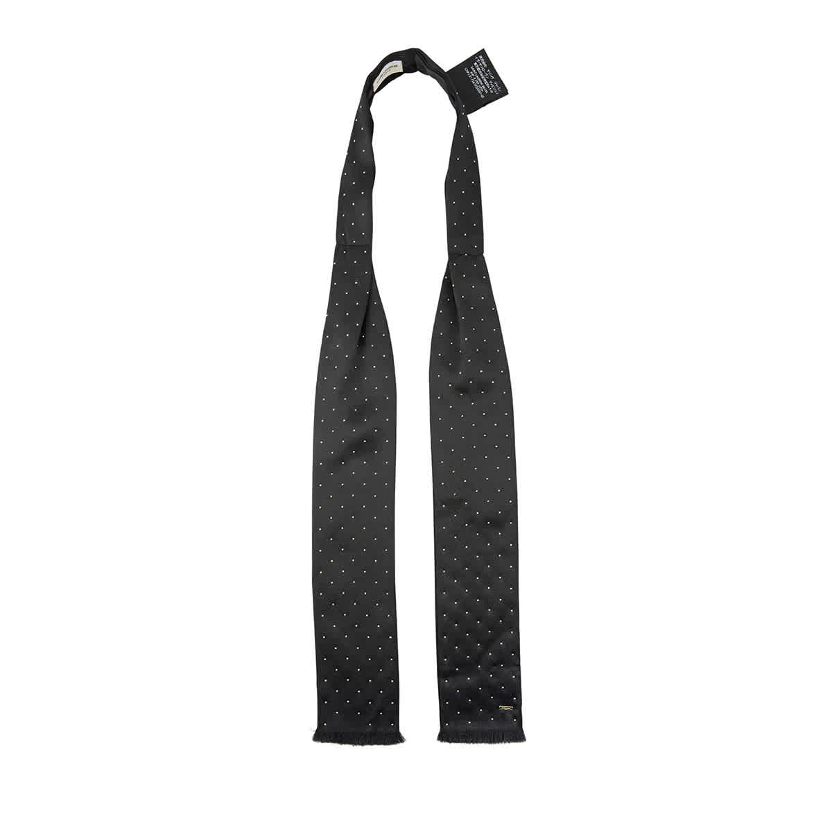 Saint Laurent Silk Satin With Studs Short Lavalliere Scarf In