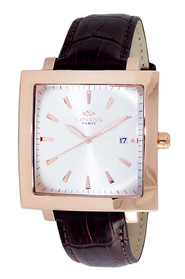 Oniss On4444 Silver Dial Mens Watch Onj4444-0rgsv In Brown / Gold Tone / Rose / Rose Gold Tone / Silver