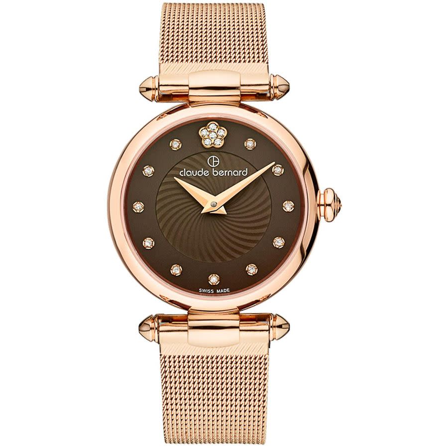 Claude Bernard Dress Code Ladies Quartz Watch 20500 37r Brpr2 In Brown / Gold Tone / Rose / Rose Gold Tone